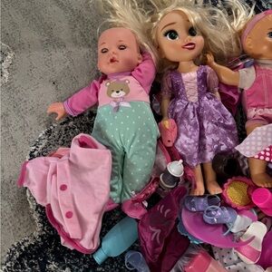 Baby dolls and accessories.